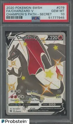 2020 Pokemon SWSH Champions Path Secret #079 FA Charizard V PSA 10 - Image 1