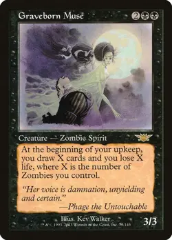 Graveborn Muse 73 Rare Legions Magic: The Gathering Moderately Played - Image 1