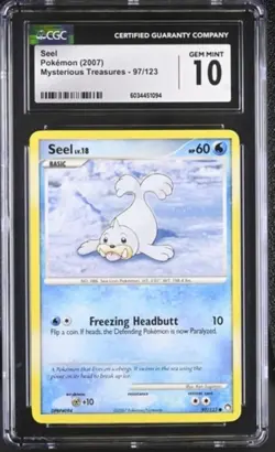 Seel 97/123 Mysterious Treasures Non Holo Pokemon Card CGC 10 GEM MINT 💎 - Image 1