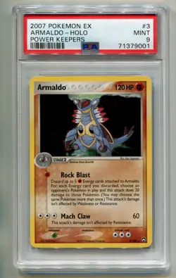 2007 POKEMON EX POWER KEEPERS ARMALDO #3/108 RARE HOLO FOIL PSA 9 A P1 - Image 1
