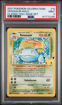 2021 POKEMON CELEBRATIONS CLASSIC COLLECTION #15 VENUSAUR-HOLO PSA 9 - Image 1