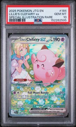 Lillie's Clefairy 2025 Pokemon JTG En #184 ex Special Illustration Rare PSA 10 - Image 1