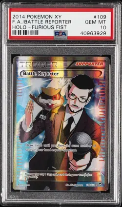 2014 POKEMON XY FURIOUS FISTS #109 FULL ART/BATTLE REPORTER PSA 10 - Image 1