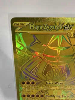 Nintendo Mega Zygarde EX Full Art Holo Gold Rare Pokemon Card 124/088 - Image 3