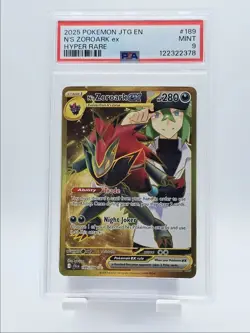 N'S ZOROARK EX 2025 POKEMON S&V JOURNEY HYPER RARE MINT 189/159 PSA 9 Q5167 - Image 1