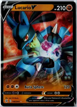 Pokemon Card - Lucario V Fusion Strike 146/264 V Rare Holo Near Mint - Image 1
