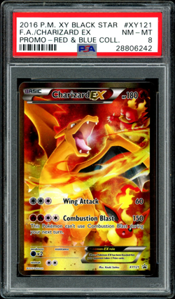 Pokemon Charizard EX Red & Blue Coll. Black Star Full Art Promo XY121 PSA 8 - Image 1