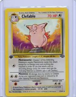 Pokemon TCG Clefable 17/64 Jungle 1st Edition Regular Non-Foil LP - Image 1