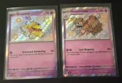 Greavard 070 & Houndstone 168/091 Paldean Fates NM Shiny Baby Rare Pokemon Card - Image 1