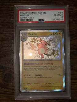 PSA 10 GEM MINT Raichu 132/091 Baby Shiny Rare Paldean Fates 2024 Pokemon - Image 1