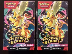 Lot Of 2 (TWO) Pokemon TCG Mega Evolution Ascended Heroes Booster Bundle SEALED - Image 1