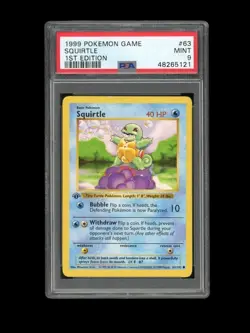 Pokemon PSA 9 MINT 1999 Squirtle 1st Edition Shadowless Base Set Card 63/102 - Image 1
