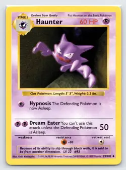 Haunter 29/102 Uncommon Base Set Shadowless Pokemon Near Mint - Image 1