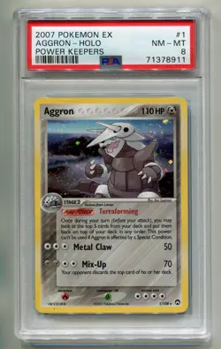 2006 POKEMON EX POWER KEEPERS AGGRON #1/108 RARE HOLO FOIL PSA 8 P1 - Image 1