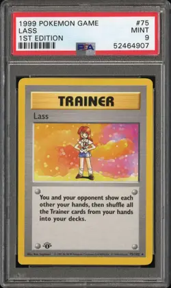 1st Edition PSA 9 Shadowless Lass Base Set 75/102 1999 Pokemon Mint Trainer - Image 1