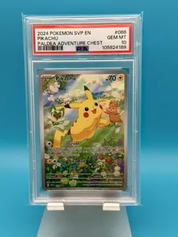 POKEMON SVP EN-SV BLACK STAR PROMO #088 PIKACHU PALDEA ADVENTURE CHEST PSA 10 - Image 1