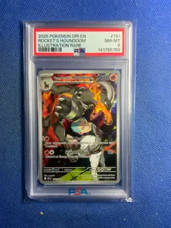 2025 POKEMON DRI EN-DESTINED RIVALS #191 TEAM ROCKET'S HOUNDOOM PSA 8 - Image 1