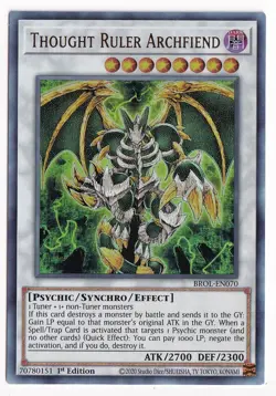 Yugioh Thought Ruler Archfiend #BROL-EN070 Brothers of Legend LP - Image 1