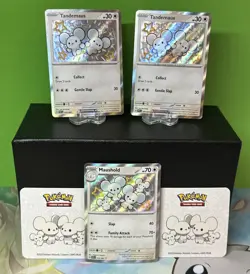 Tandemaus 209/091 & Maushold 210/091 Shiny Pokemon 3 Card Lot NM Paldean Fates - Image 1