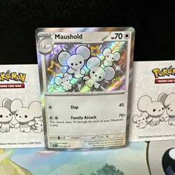 Tandemaus 209/091 & Maushold 210/091 Shiny Pokemon 3 Card Lot NM Paldean Fates - Image 4
