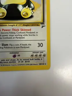 2000 Pokemon Snorlax 030/130 Base Set 2 Regular Trading Card Game TCG Vintage - Image 4