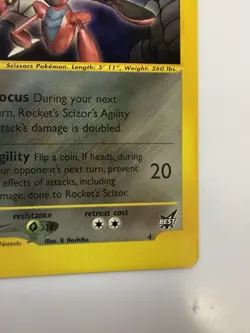 2002 Pokemon Rocket's Scizor Best of Game 4/9 Holo Promo TCG Trading Card Game - Image 5
