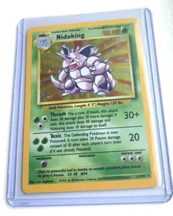 Nidoking 011/102 Base Set Holographic Rare Pokemon Card TCG - Image 1