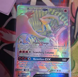 Pokemon Reshiram GX Secret Rare Holo 71/70 Dragon Majesty 180 HP Card - Image 1