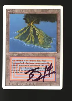 Magic MTG 3rd Ed Revised Volcanic Island LIGHTLY PLAYED LP Auto Artist Signed - Image 1