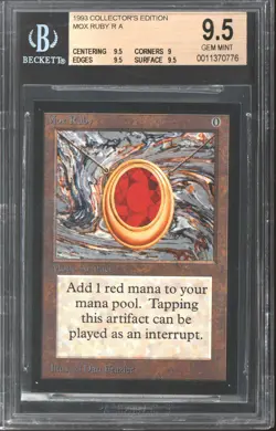 Magic MTG Beta Collector's Edition CE IE Mox Ruby BGS 9.5 (9.5, 9, 9.5, 9.5) GEM - Image 1