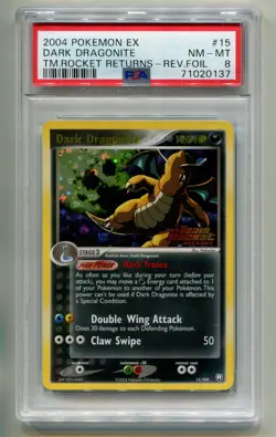 2004 POKEMON EX TEAM ROCKET RETURNS DARK DRAGONITE #15/109 REVERSE HOLO PSA 8 P1 - Image 1