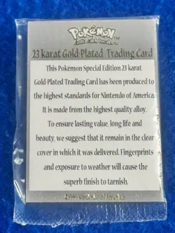 POKEMON PIKACHU 25 1999 BURKER KING 23K GOLD PLATED CARD GREAT CONDITION - Image 5