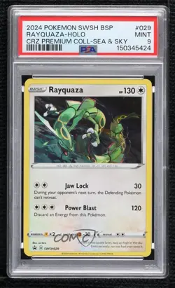 Rayquaza Holo Pokemon Sword & Shield Black Star PSA 9 MINT - Image 1