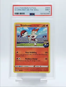 SCORBUNNY ON THE BALL 2020 POKEMON FUTSAL PROMO MINT 004/005 PSA 9 Q5167 - Image 1