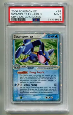 2006 POKEMON EX CRYSTAL GUARDIANS SWAMPERT EX #98/100 ULTRA RARE HOLO PSA 9 P1 - Image 1