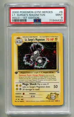 2000 WOTC POKEMON GYM HEROES LT. SURGE'S MAGNETON #8/132 1ST EDITION HOLO PSA 9 - Image 1