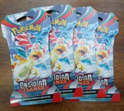 Pokemon Scarlet & Violet Obsidian Flames Sleeved Booster Packs Lot Of 4 - Image 1