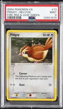 2004 POKEMON EX FIRE RED & LEAF GREEN #73 PIDGEY-REVERSE FOIL PSA 9 - Image 1