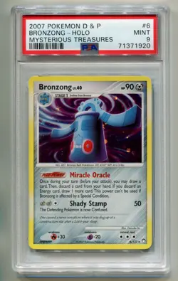 2007 POKEMON D & P MYSTERIOUS TREASURES BRONZONG 6/123 RARE HOLO FOIL PSA 9 B P1 - Image 1