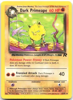 Dark Primeape 43/82 Uncommon Team Rocket Pokemon Unlimited Moderately Played - Image 1