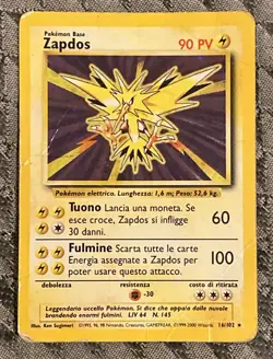Zapdos 90 HP 16/102 Holo Base Set Unlimited Pokemon Tcg 1999 - Image 1