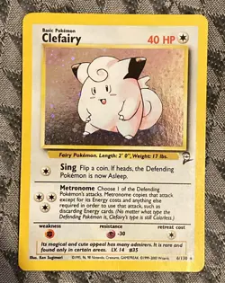 Pokemon Clefairy Base Set 2 Holo 6/130 NM - Image 1