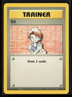 Bill 91/102 Common Base Set Unlimited Pokemon LP - Image 1