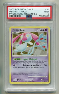 2007 POKEMON D & P MYSTERIOUS TREASURES MESPRIT 14/123 RARE HOLO FOIL PSA 9 A P1 - Image 1