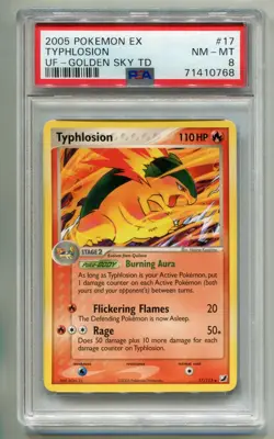 2005 POKEMON EX UNSEEN FORCES GOLDEN SKY DECK TYPHLOSION 17/115 NONHOLO PSA 8 P1 - Image 1