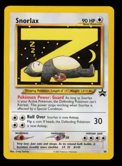 2002 WOTC POKEMON LEAGUE BLACK STAR PROMO SNORLAX #49 SLEEPING SNORLAX NM D - Image 1