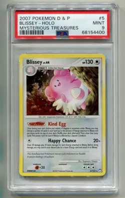 2007 POKEMON D & P MYSTERIOUS TREASURES BLISSEY LV.44 5/123 HOLO FOIL PSA 9 D P1 - Image 1