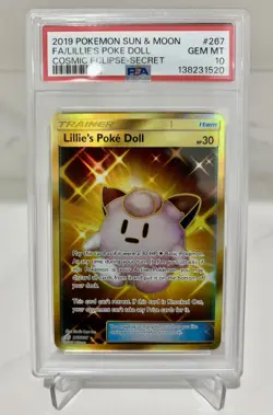 Pokemon Lillie's Poke Doll Gold 2019 Cosmic Eclipse 267/236 PSA 10 - Image 1