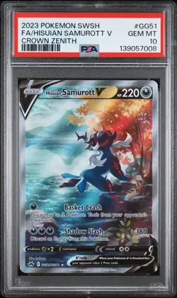 2023 POKEMON SWORD & SHIELD CROWN ZENITH FULL ART/HISUIAN SAMUROTT V PSA 10 - Image 1