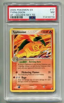 2005 POKEMON EX UNSEEN FORCES GOLDEN SKY DECK TYPHLOSION 17/115 NONHOLO PSA 7 P1 - Image 1
